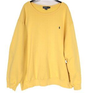 POLO RALPH LAUREN Women Sweatshirt XL Yellow Pullover Crew Cotton Blend Sweater